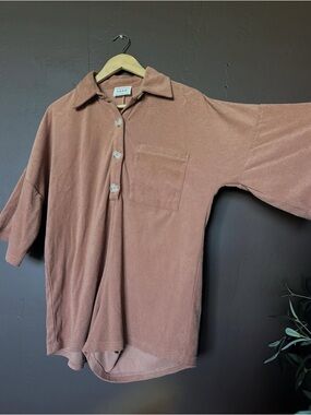 Oversized Short-Sleeve Polo button up romper